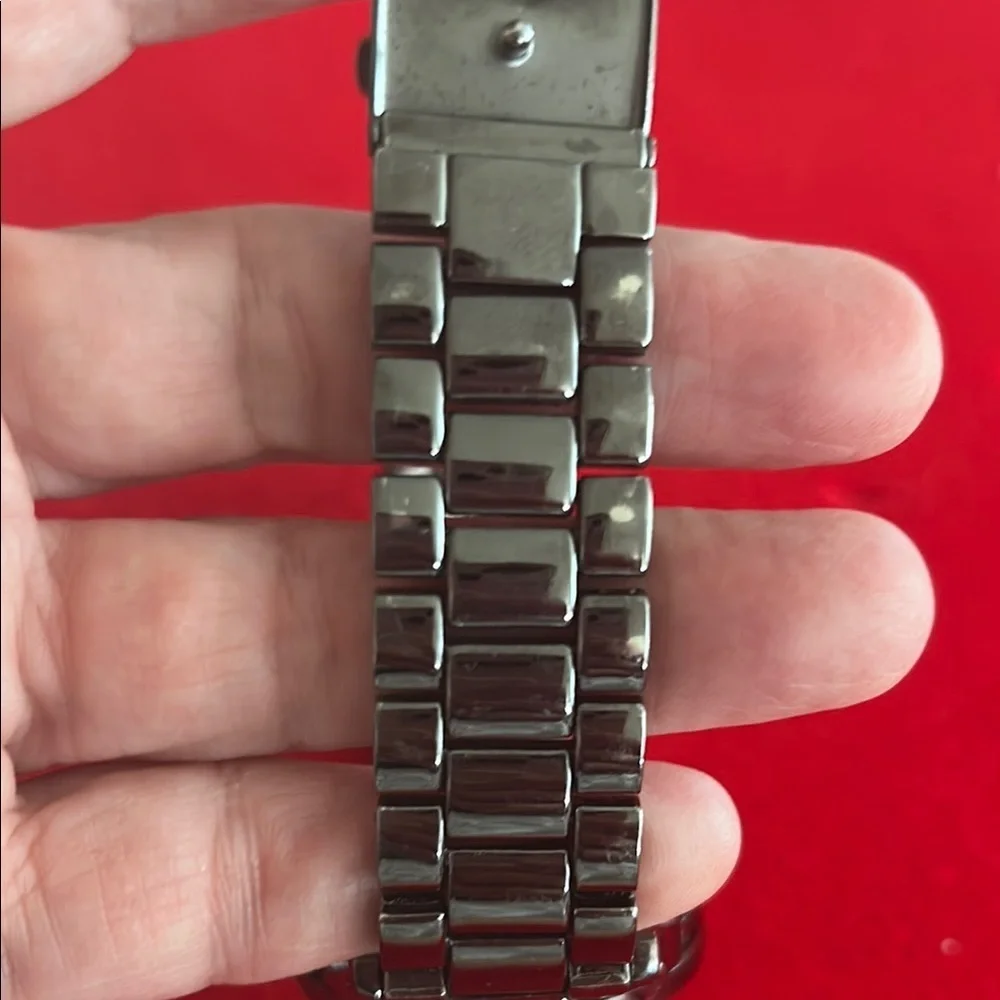 Black Metal Watch with Gold Accents